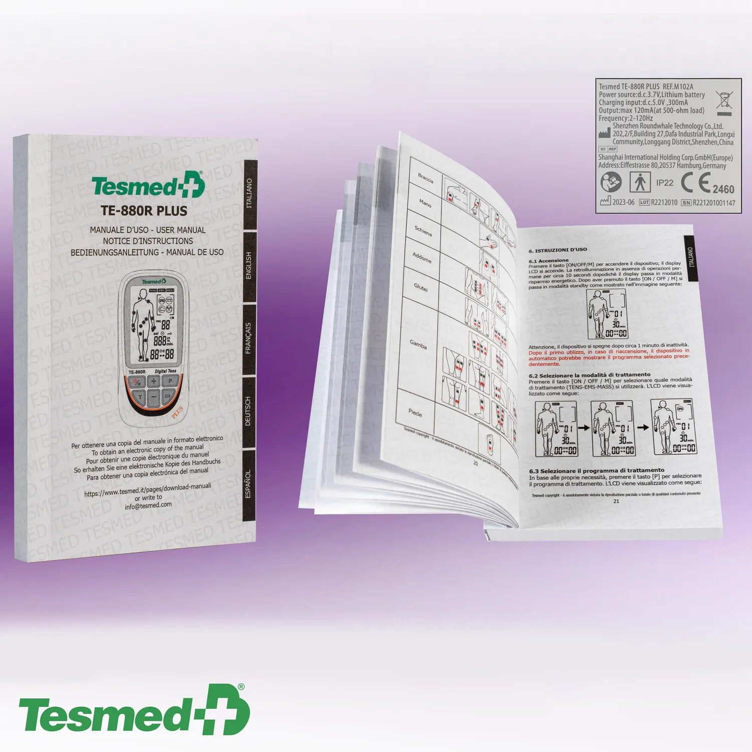 TESMED TE-880R Plus électrostimulateur 73 programmes 2 canaux