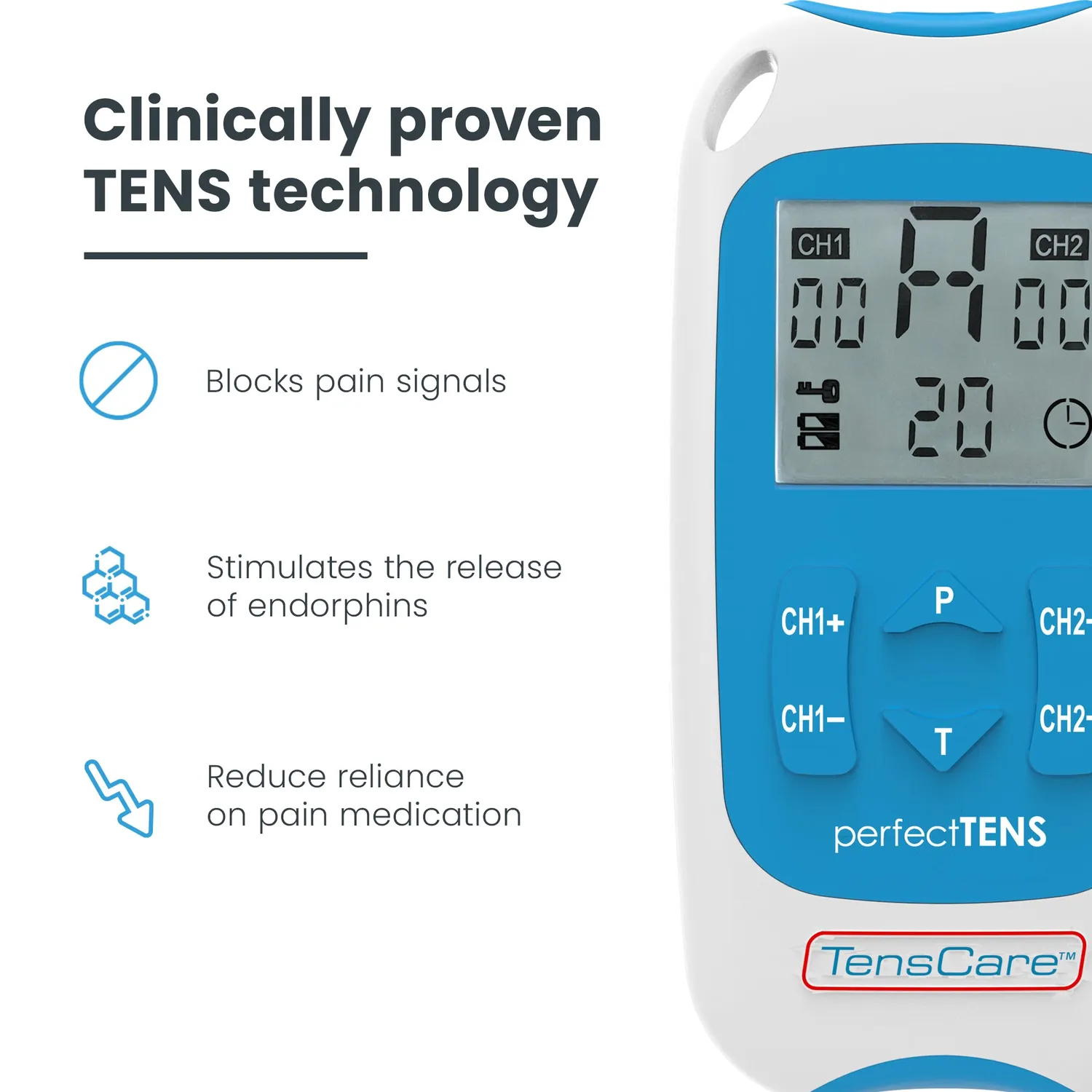 TensCare Perfect TENS électrostimulateur anti-douleur sans médicament
