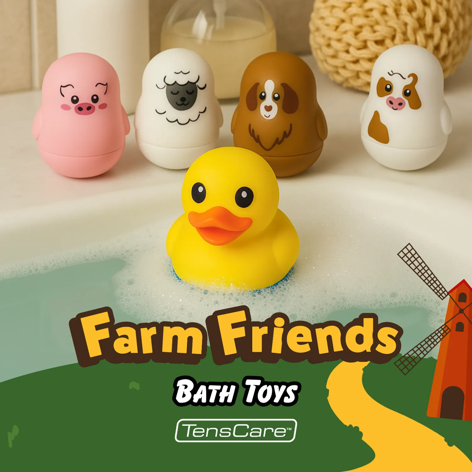 TensCare Farm Friends jouet bain thermomètre flottant