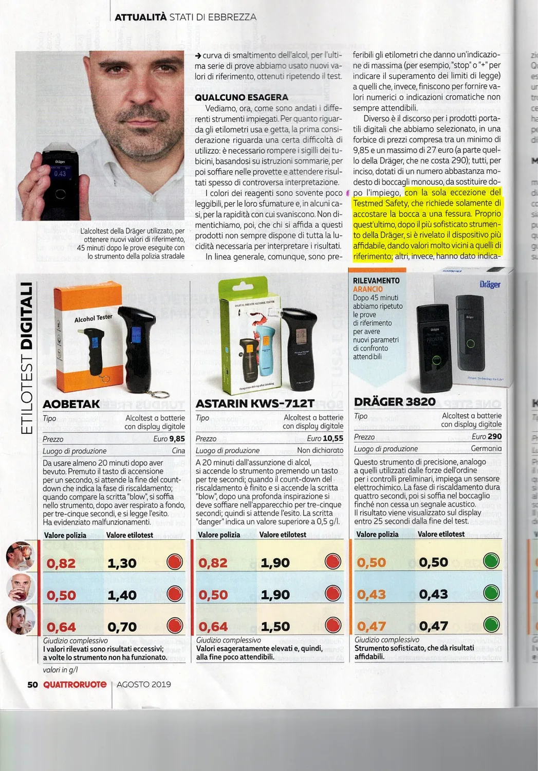 TESMED Safety testeur d'alcool réutilisable fiable