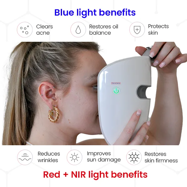 TensCare Glomask masque LED lumière bleue rouge infrarouge