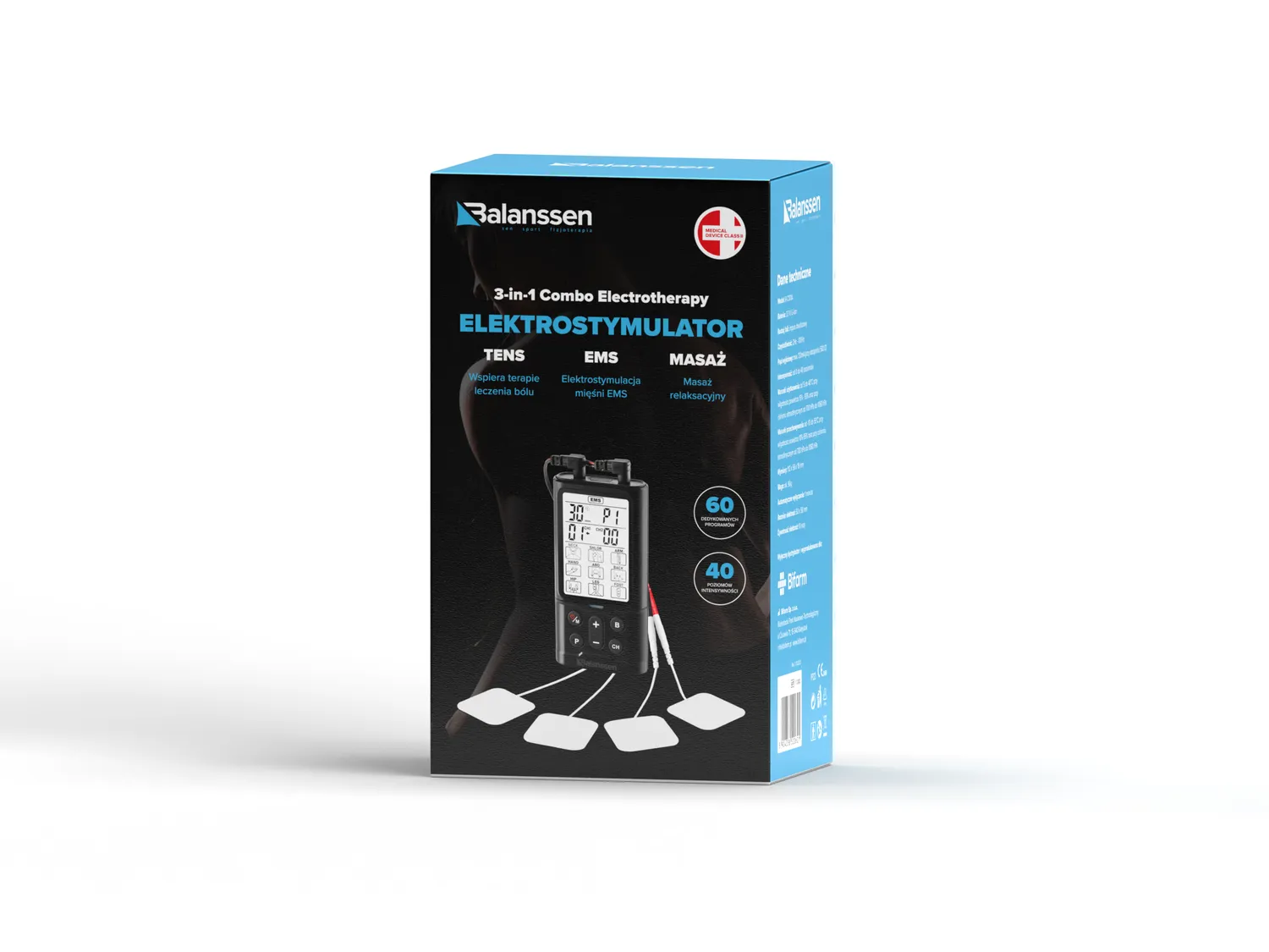 Balanssen Électrostimulateur 3 en 1 TENS EMS Massage 60 Programmes