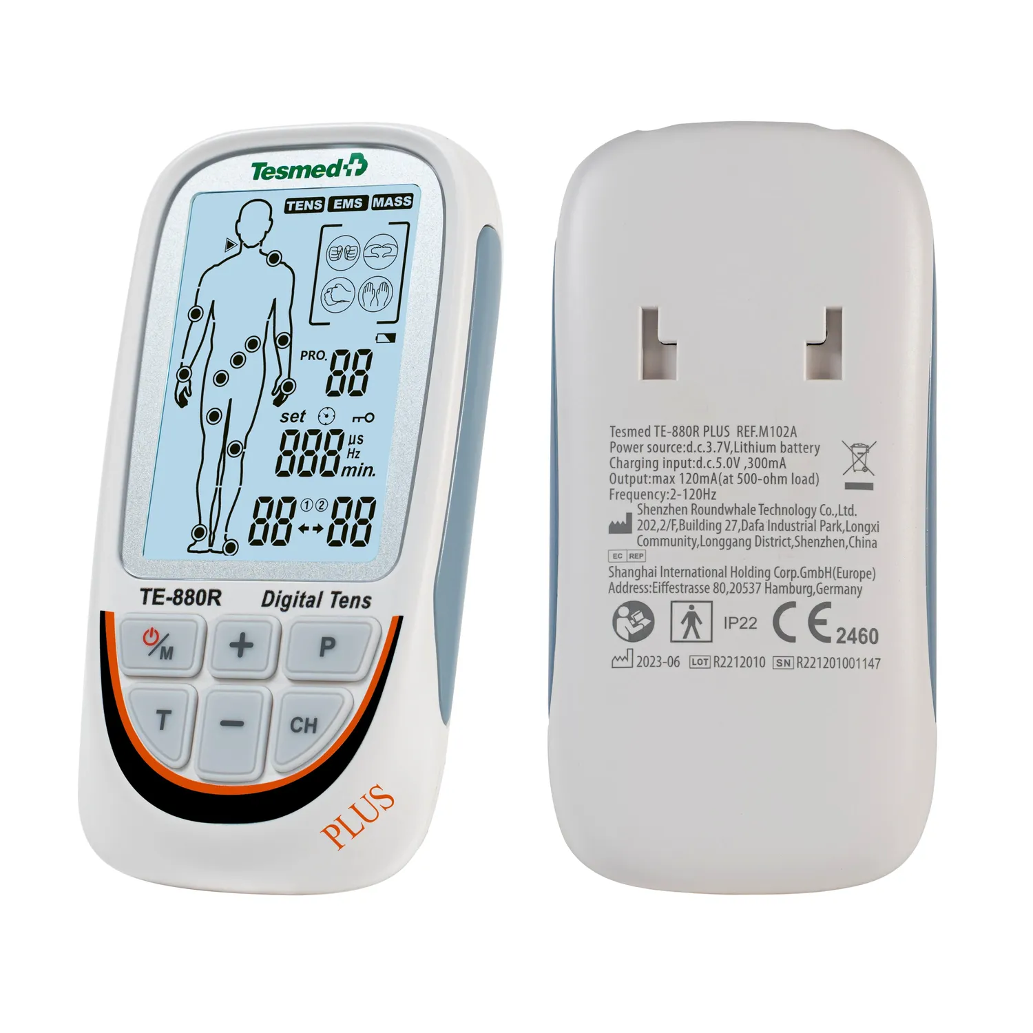 TESMED TE-880R Plus électrostimulateur 73 programmes 2 canaux