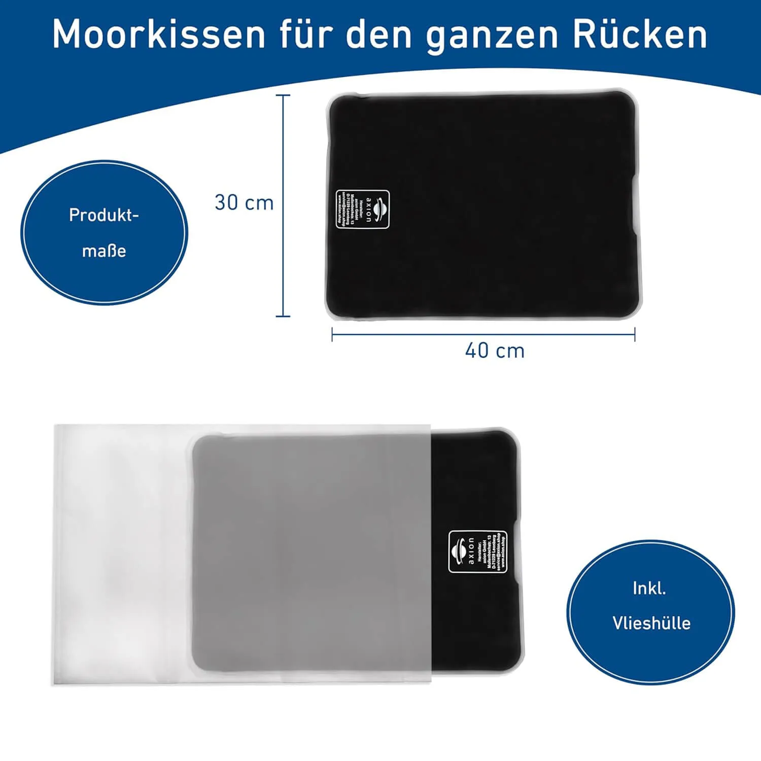 axion Large Moor coussin chauffant avec housse non tissée