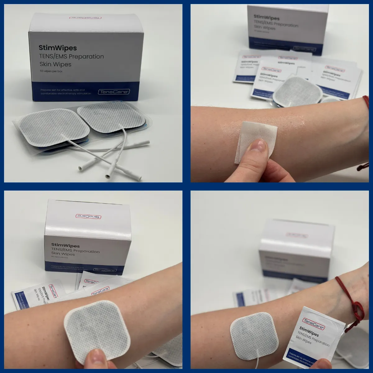 TensCare StimWipes lingettes préparation peau TENS EMS