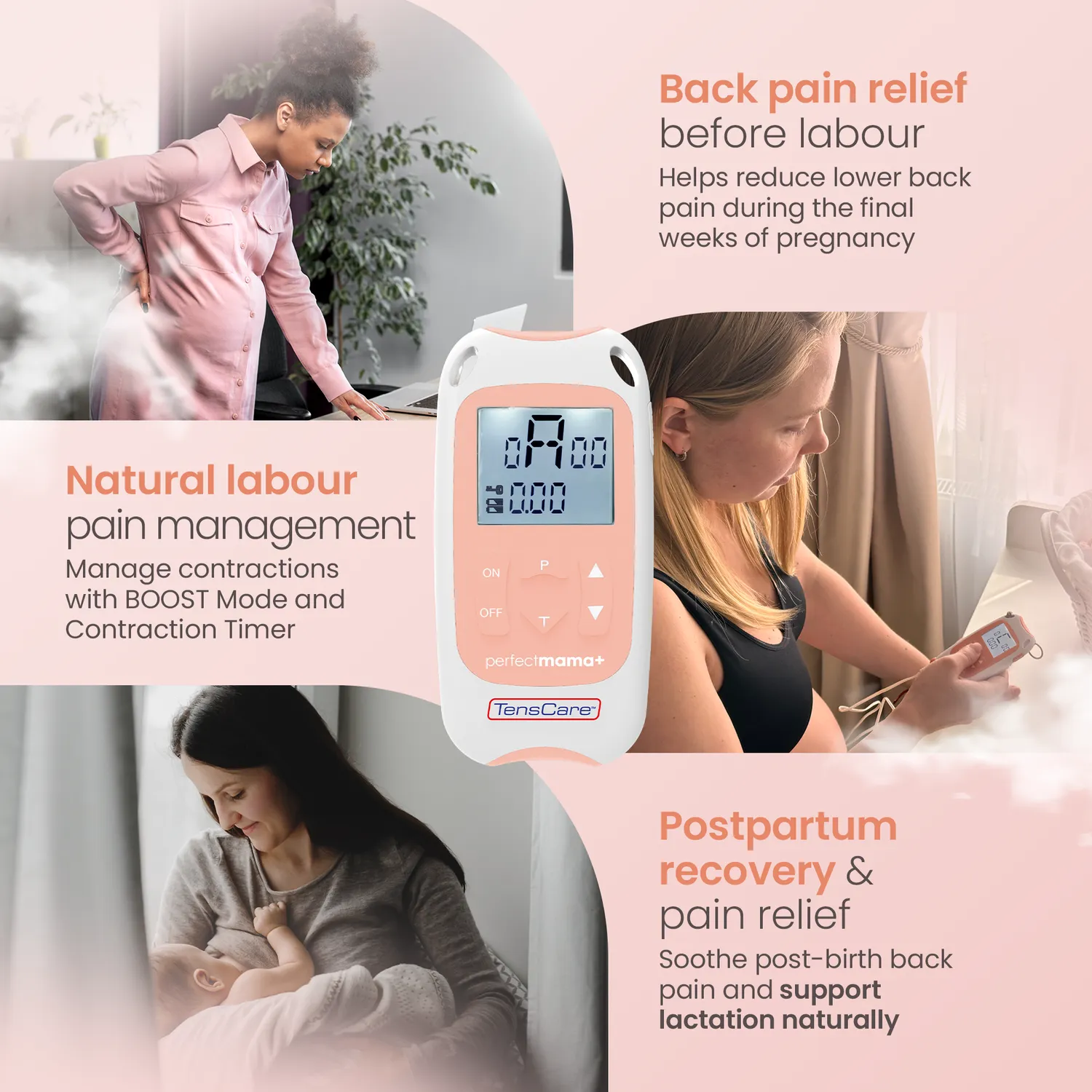 TensCare Perfect Mama+ appareil TENS accouchement minuteur sans médicament